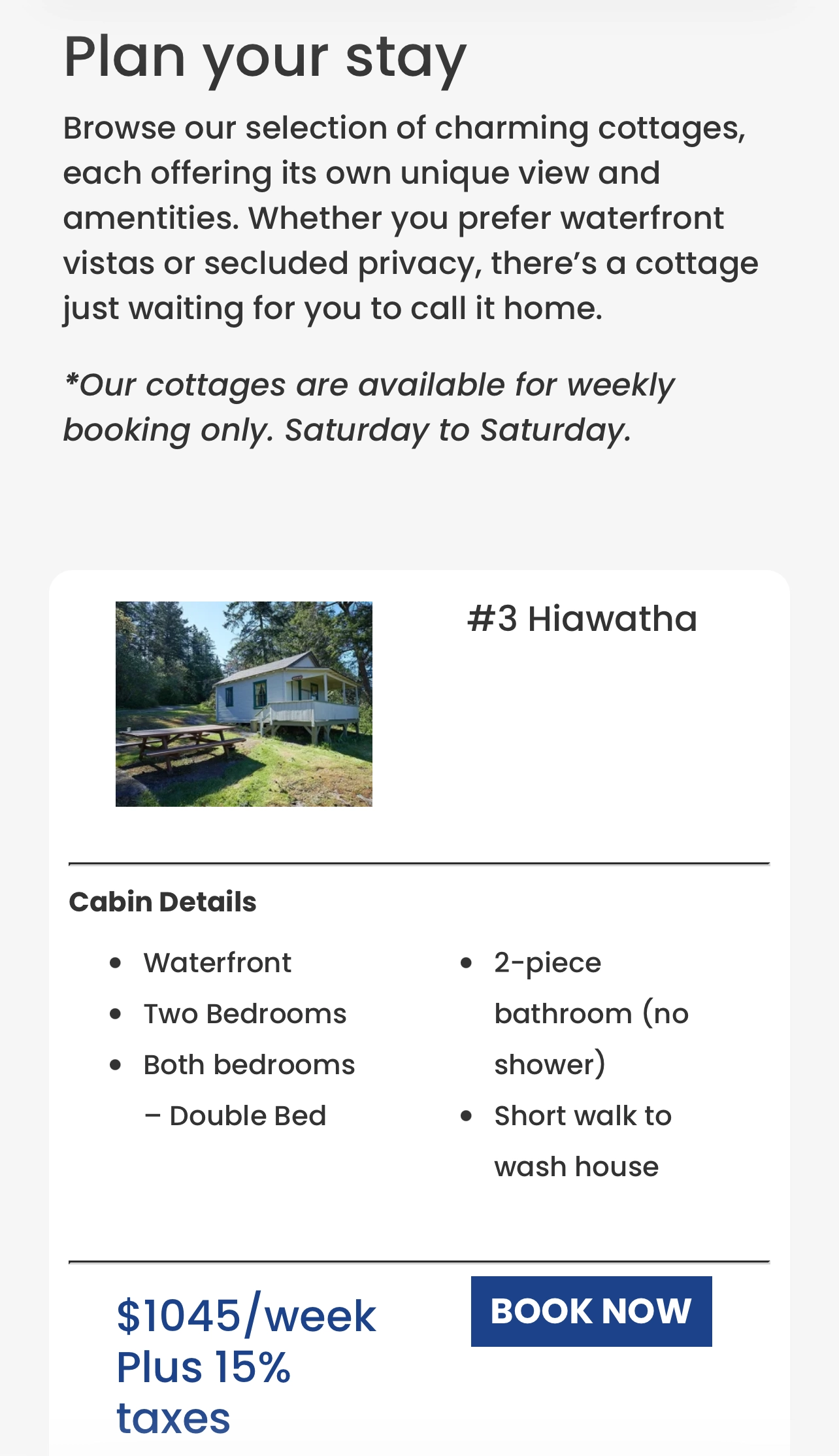 tillicum-booking-page-mobile Tillicum Seaside Resort website optimized for mobile devices