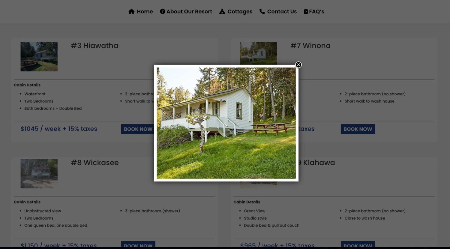 tillicum-example-cottage Example waterfront cottage at Tillicum Seaside Resort