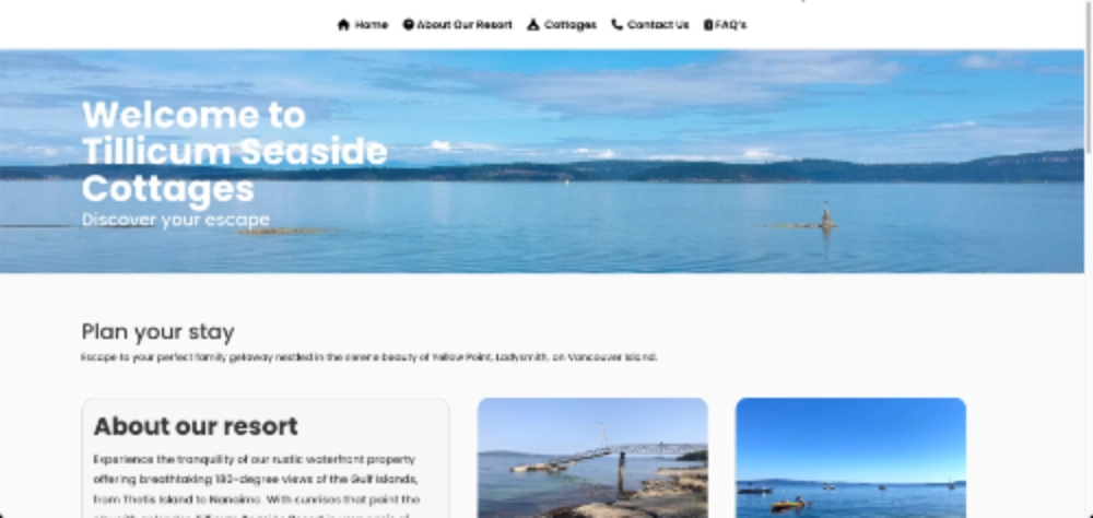 tillicum-seaside-resort-desktop Tillicum Seaside Resort website displayed on desktop