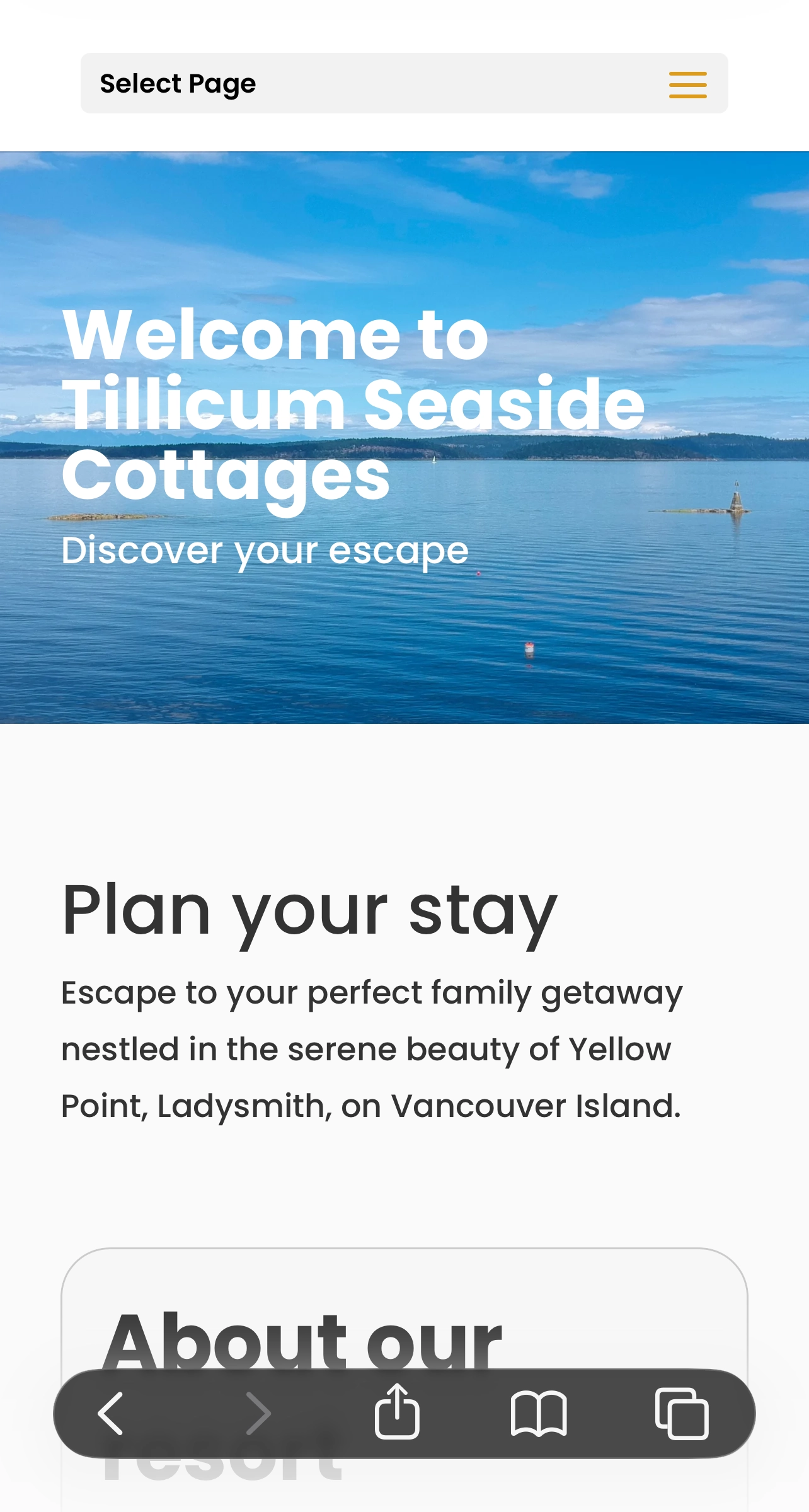 tillicum-seaside-resort-mobile Mobile view of the Tillicum Seaside Resort website